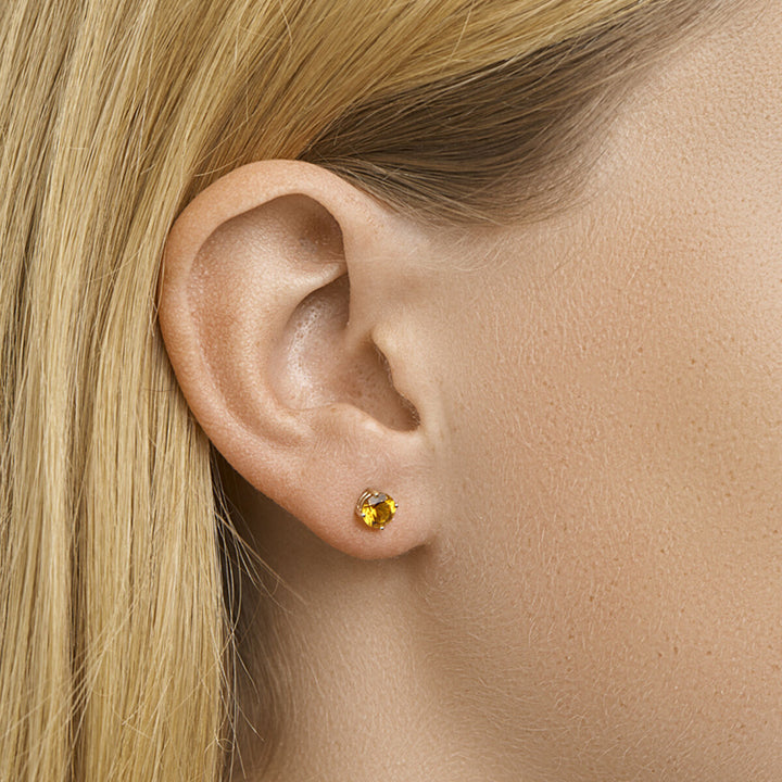 ear studs citrine 14K yellow gold