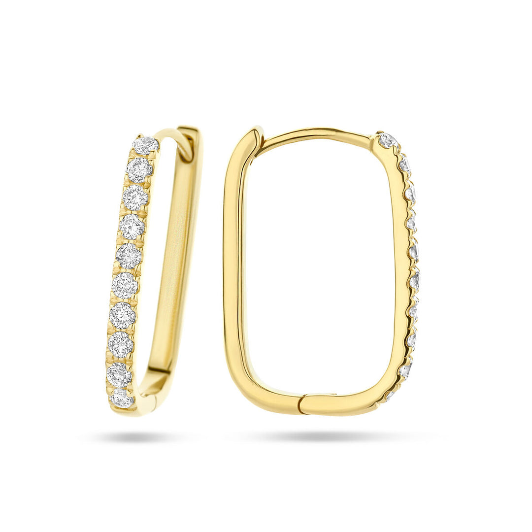 klapoorringen paperclip diamant 0.22ct (2x 0.11ct) h si 14K geelgoud