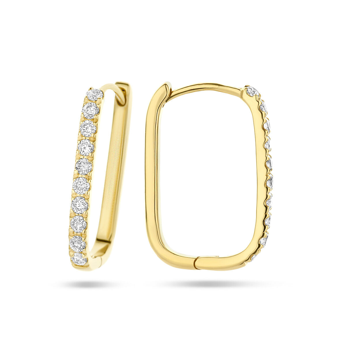 klapoorringen paperclip diamant 0.22ct (2x 0.11ct) h si 14K geelgoud