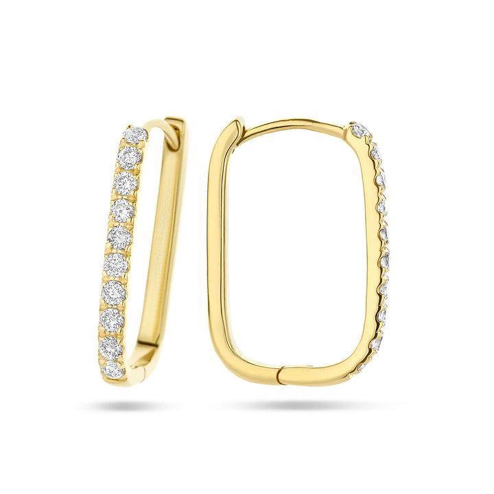 klapoorringen paperclip diamant 0.22ct (2x 0.11ct) h si 14K geelgoud