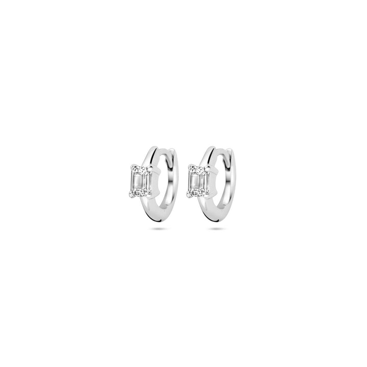 klapoorringen zirkonia 10 mm zilver gerhodineerd