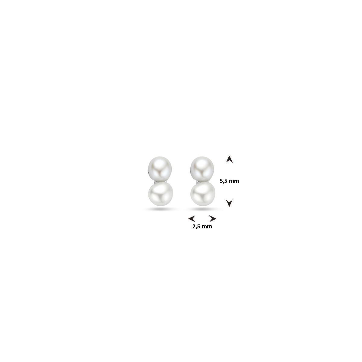 oorknoppen parel 5,5 mm zilver gerhodineerd