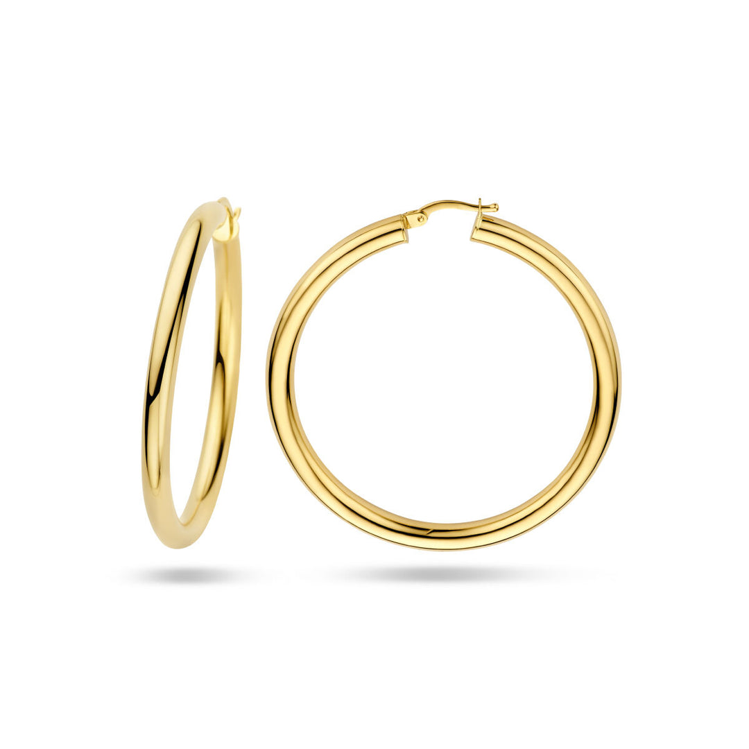 earrings 4.0 mm round tube 14K yellow gold