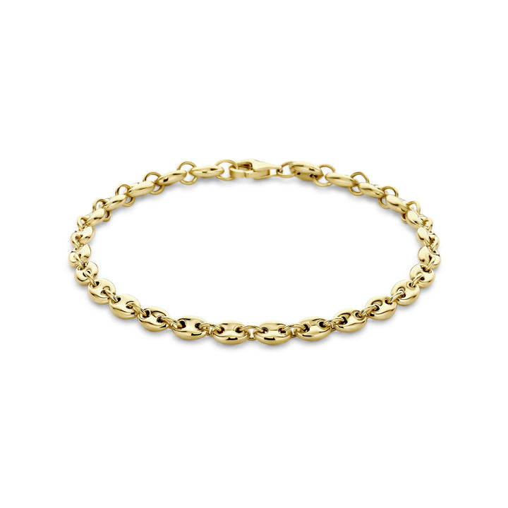 armband koffieboon 4,2 mm 18 cm 14K geelgoud