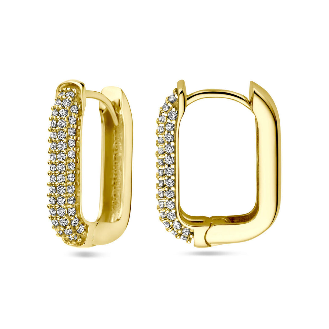 klapoorringen zirkonia 19 mm 14K geelgoud