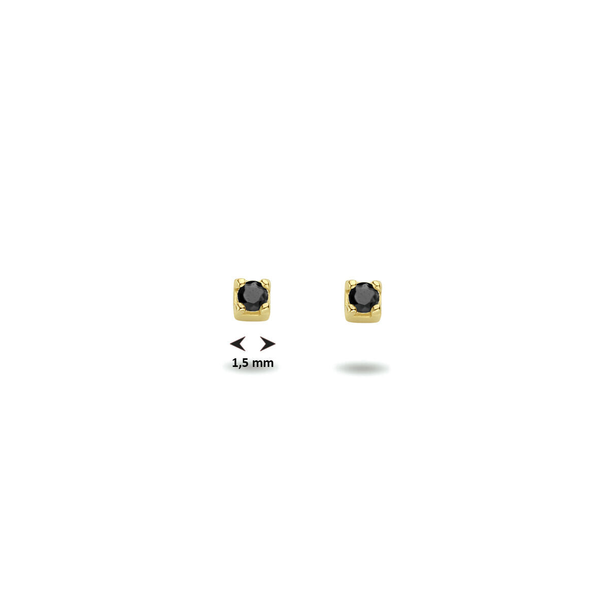 ear studs black zirconia 14K yellow gold