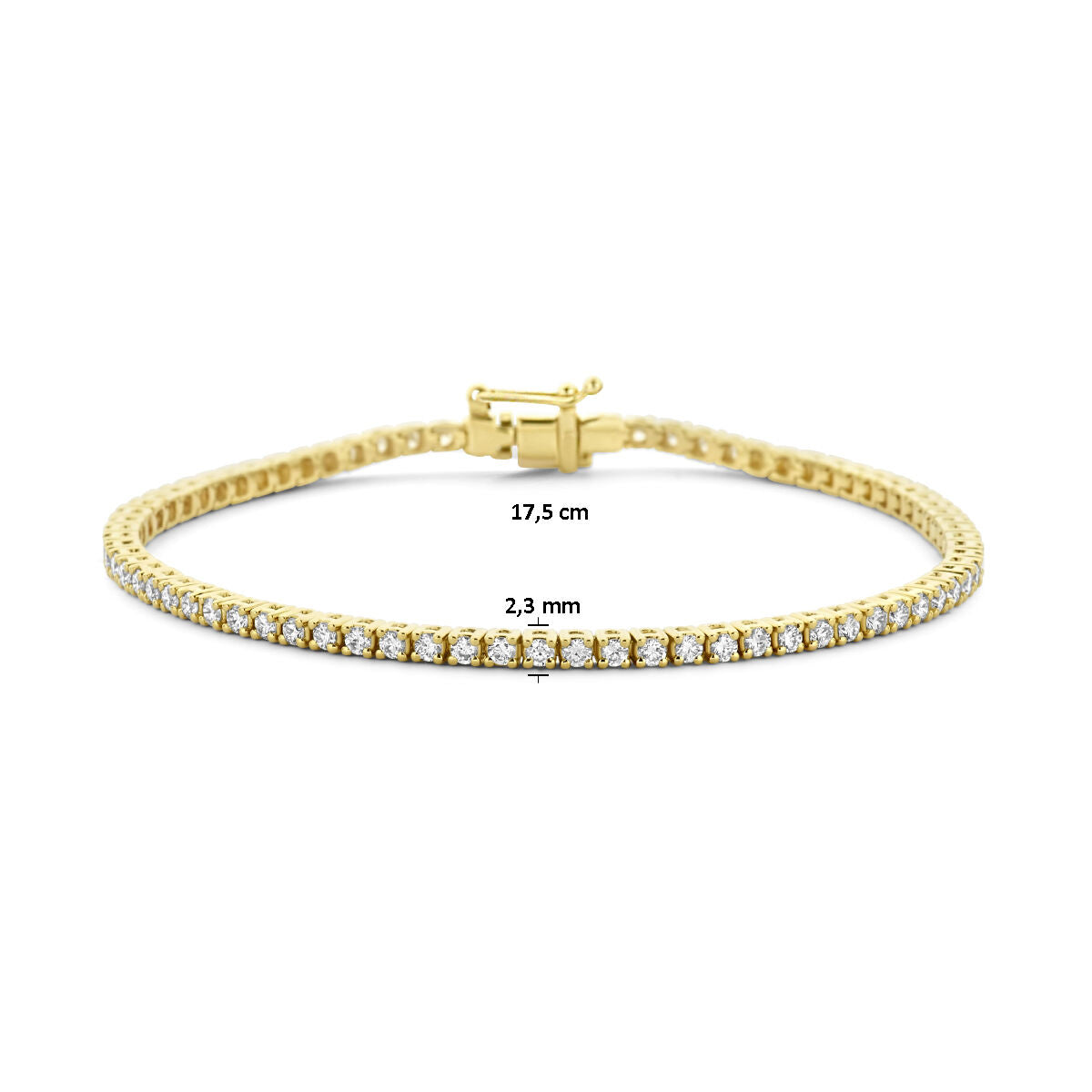 tennisarmband lab grown diamant 2.00ct g si 2,3 mm 17,5 cm 14K geelgoud