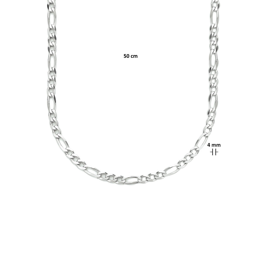 collier figaro 4,0 mm 50 cm zilver gerhodineerd