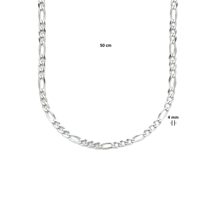 collier figaro 4,0 mm 50 cm zilver gerhodineerd