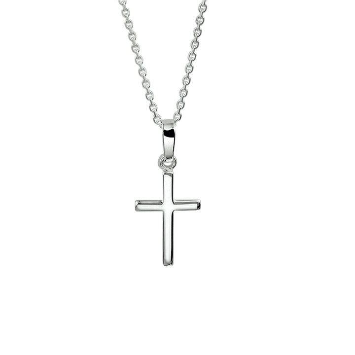 necklace cross 41 + 4 cm silver white