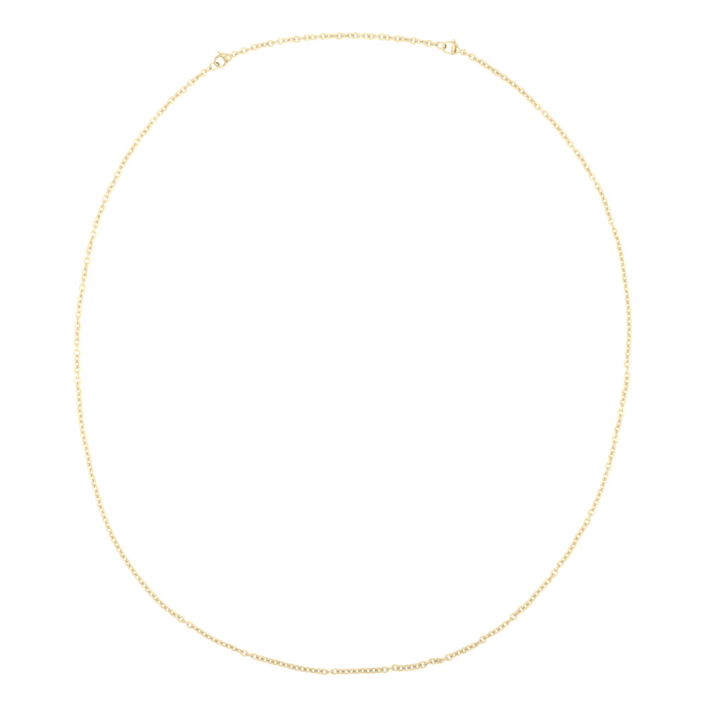 Gouden herenketting met een losse kabelstructuur, gladde afwerking en een eenvoudige, tijdloze uitstraling.