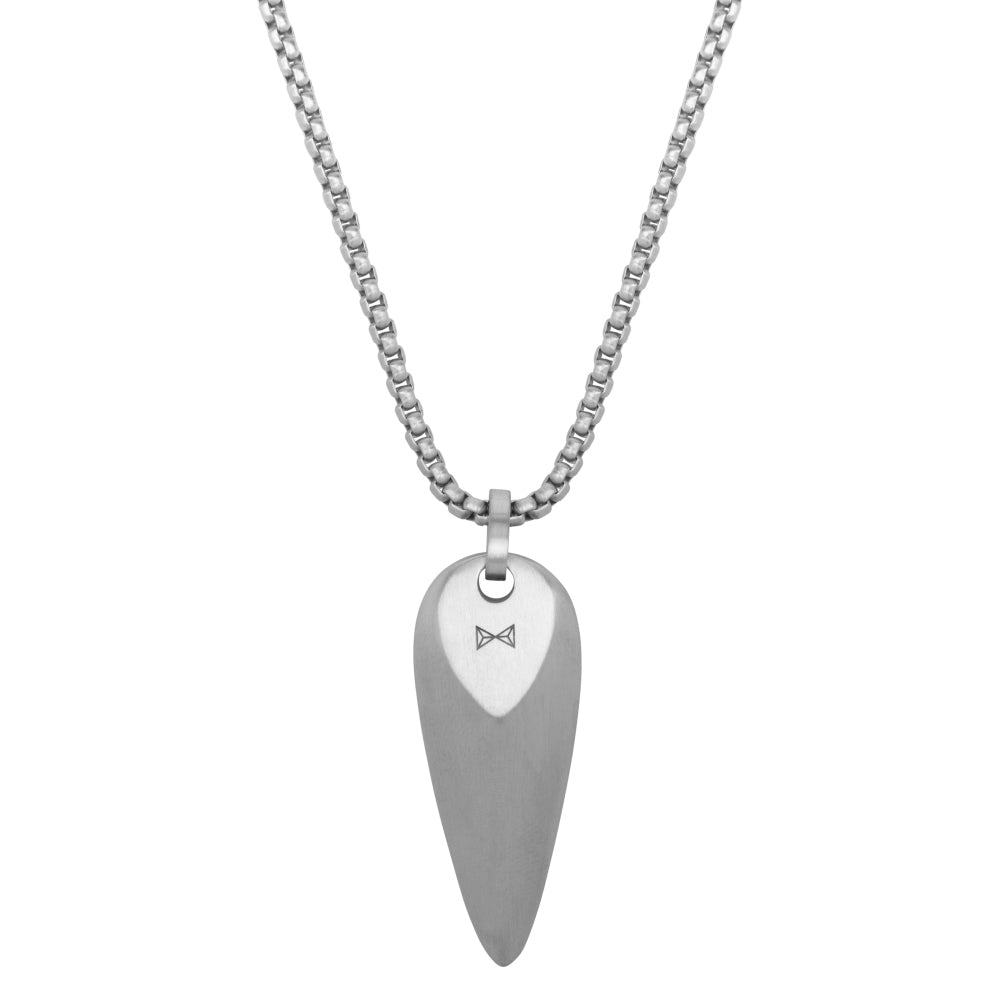 Zilveren herenketting met een driehoekige hanger en een stevige schakel.