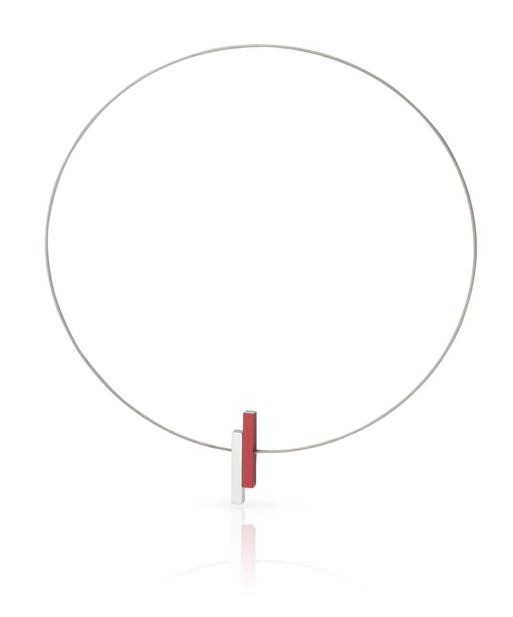 Necklace Simple bars Red C116R