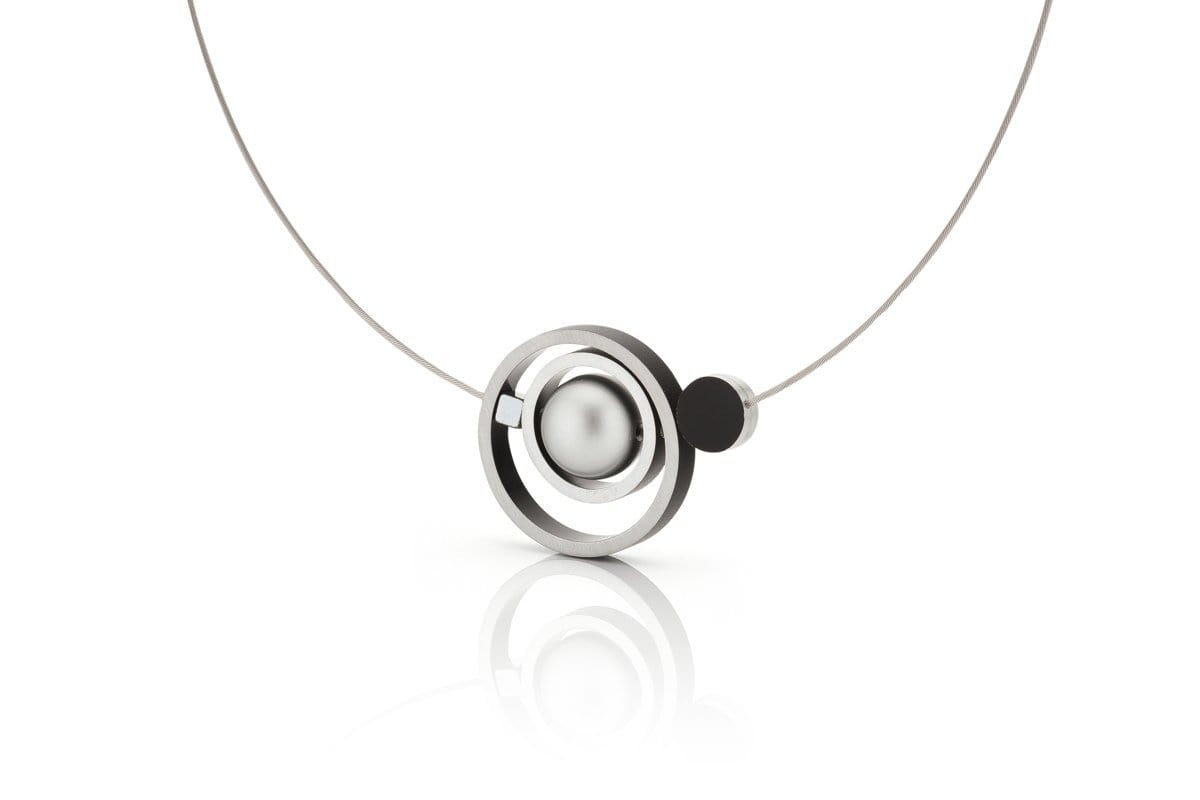 Collier Ringen in elkaar Zwart C187Z