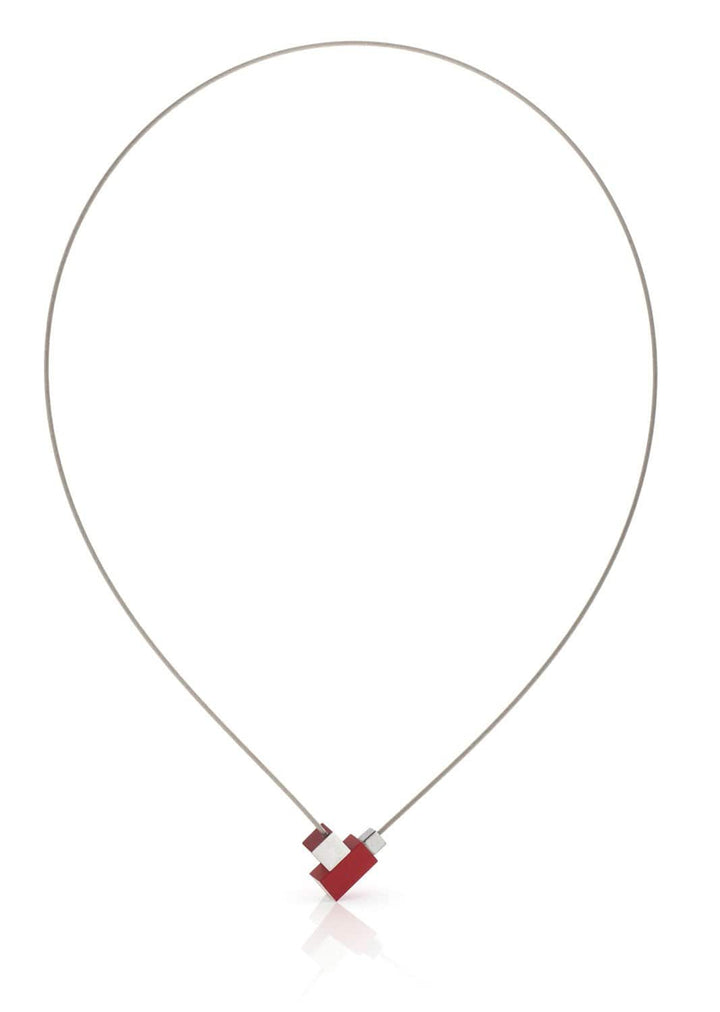 Necklace Square and Rectangle Red C206R