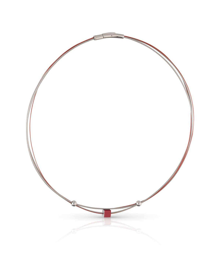 Halskette Kleiner Würfel Rot C230R