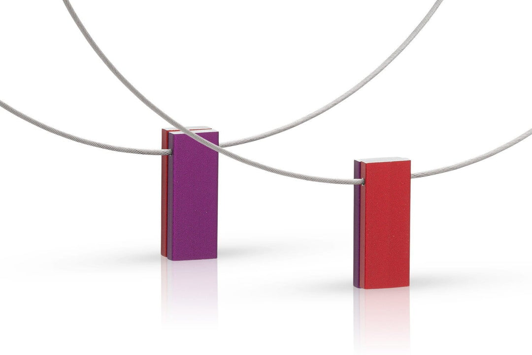 Necklace two colored rectangles purple|red C232PR 