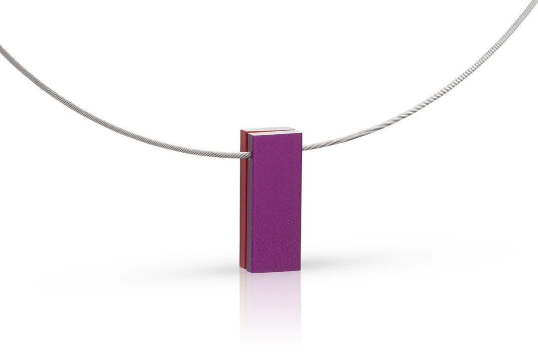 Necklace two colored rectangles purple|red C232PR 