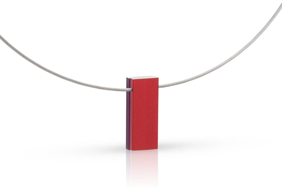 Necklace two colored rectangles purple|red C232PR 