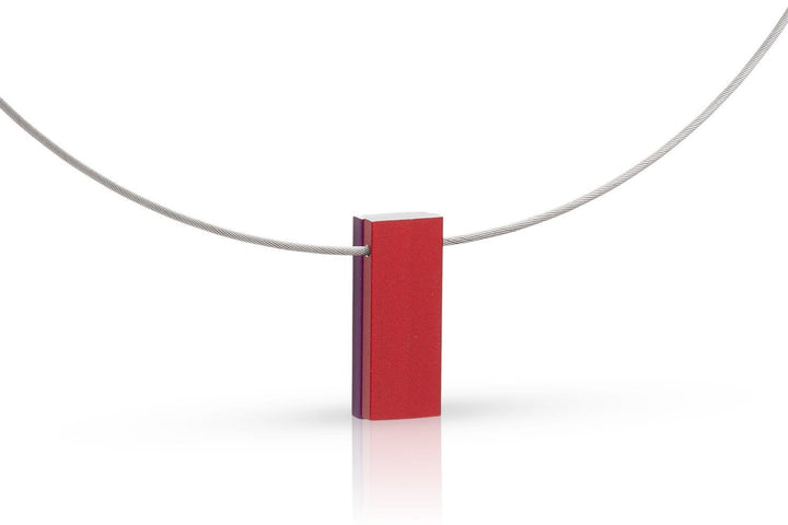 Necklace two colored rectangles purple|red C232PR 