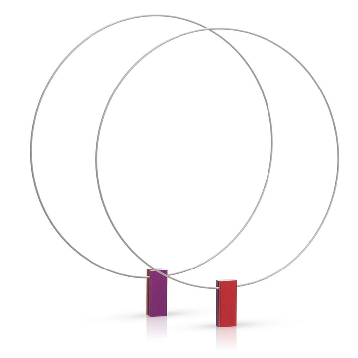 Necklace two colored rectangles purple|red C232PR 