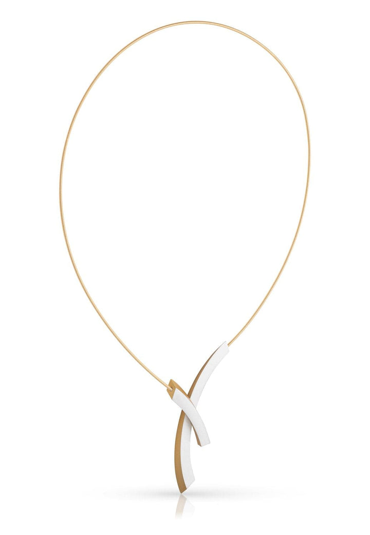 Necklace Bows on top of each other Gold|Yellow C254G