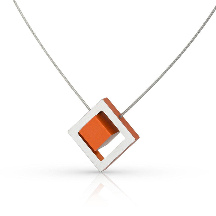 Collier Kubus in vierkant C25O oranje