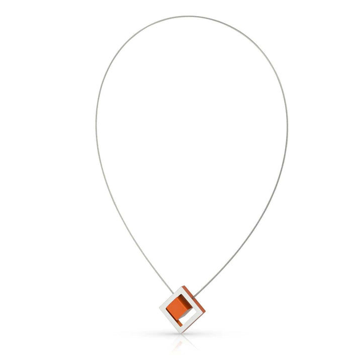 Collier Kubus in vierkant C25O oranje