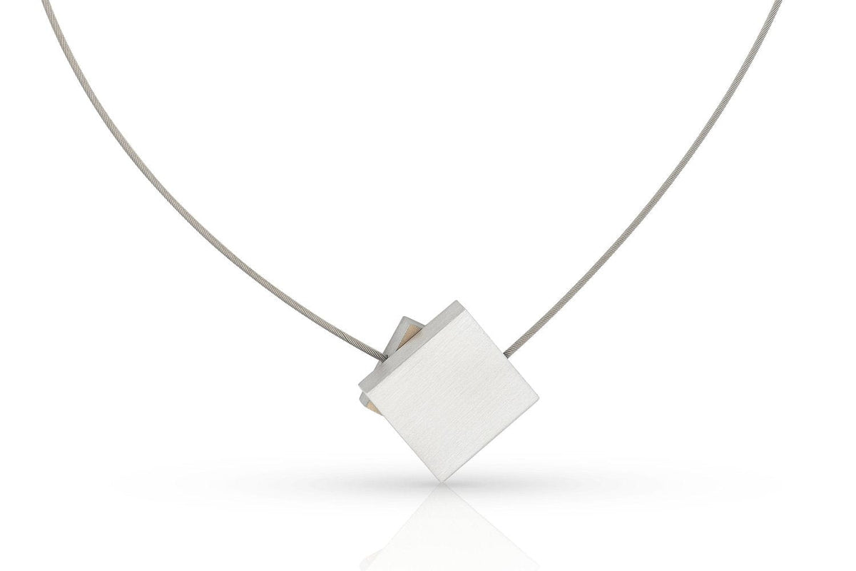 Collier Vierkant met gekleurd vierkant C263AG