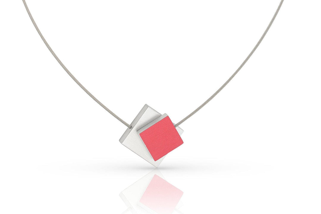 Halskette Quadrat mit farbigem Quadrat C263R