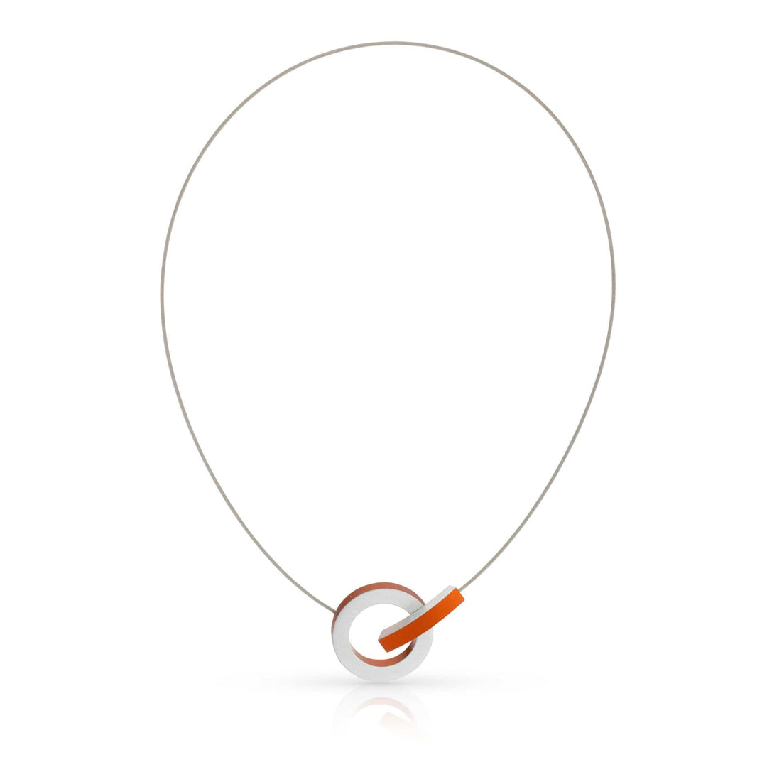 Necklace Ring with orange bow C273O