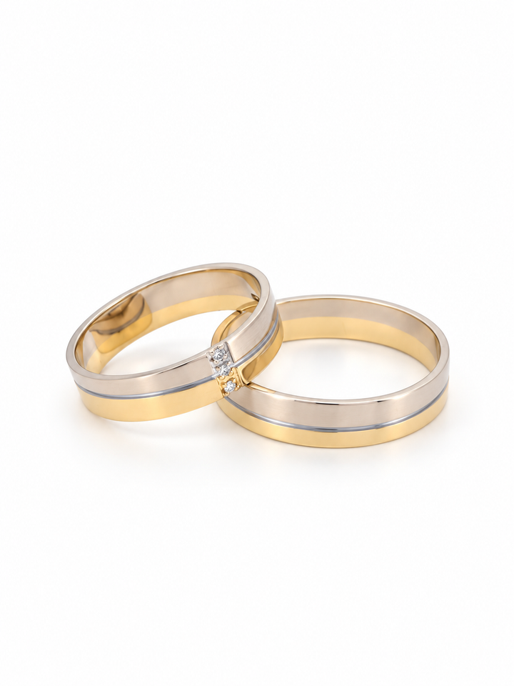 vintage bicolor ring 14k set trouwringen