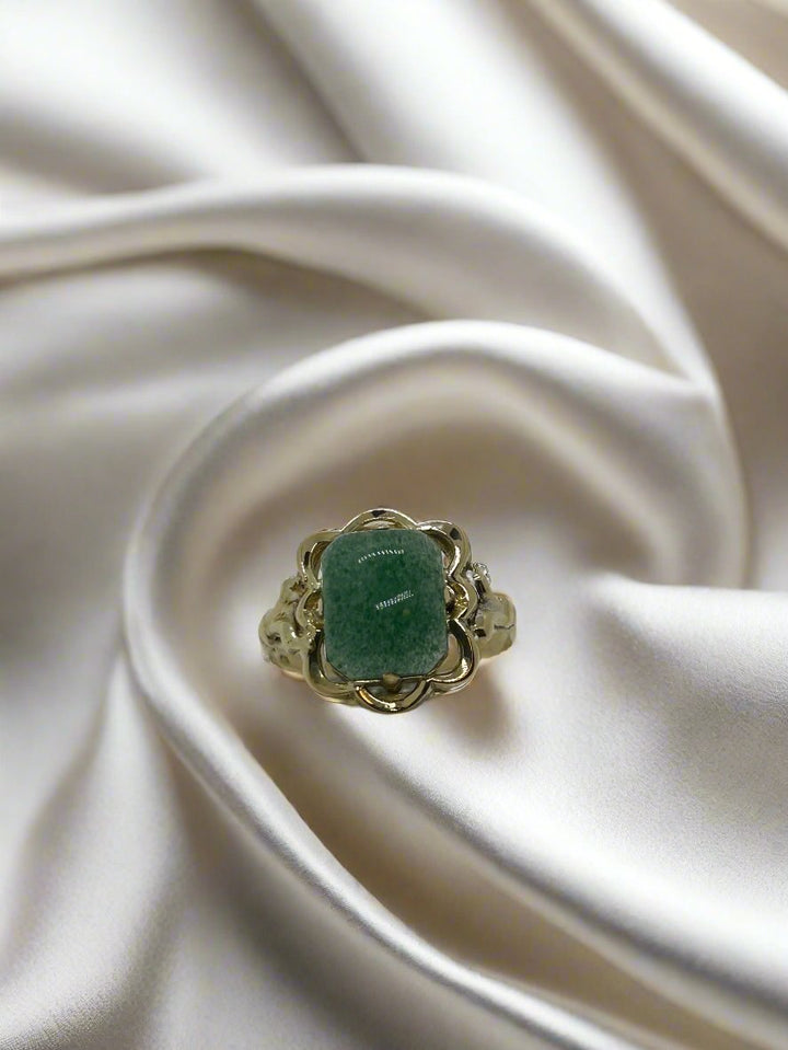 vintage gouden ring 14k vierkante mosagaat 2.7gr