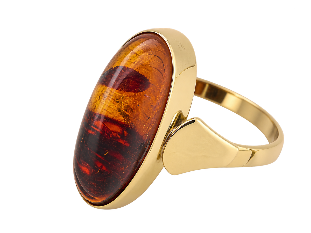 vintage gouden ring 14k barnsteen 2.7gr