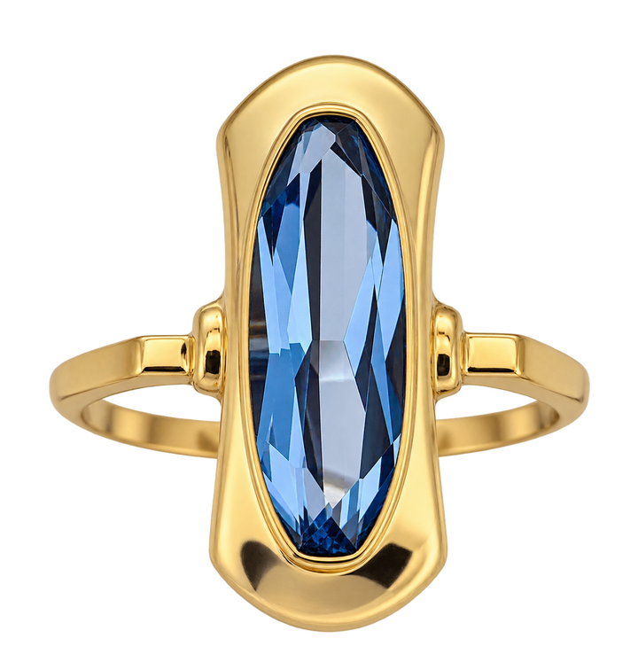 vintage gouden ring 14k blauwe edelsteen 2.5gr
