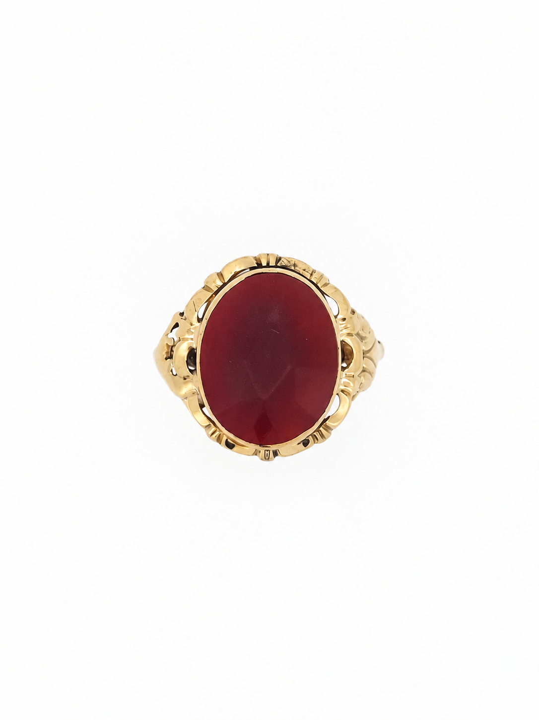 vintage gouden ring carneool 14k 3.1gr