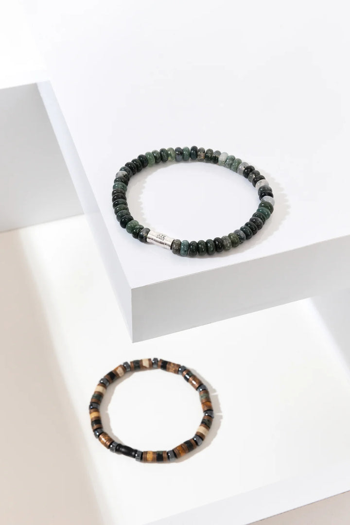 Beaded bracelet men - Jade Mountain Oval - 6mm