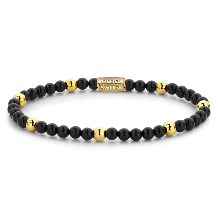 Black Panther - 18 ct yellow gold ionplated - 4mm - Kralen Armband Dames