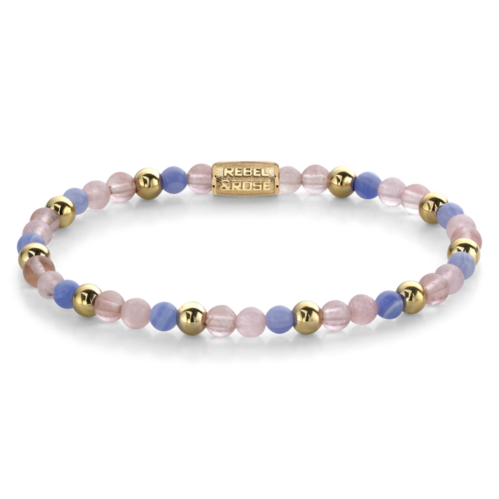 Pink Summer Vibes - 18ct yellow gold ionplated - 4mm - Kralen Armband Dames