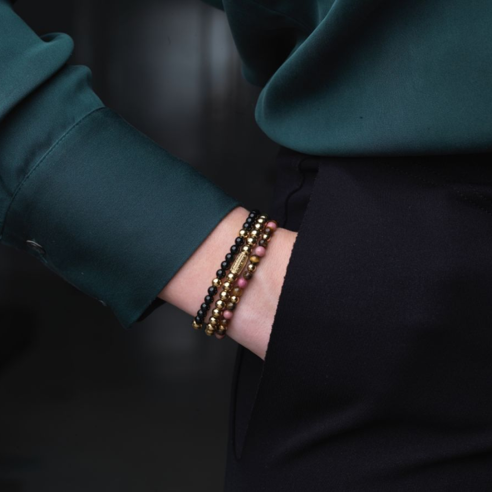 Winter Glow - 18 ct yellow gold ionplated - 4mm - Kralen Armband Dames