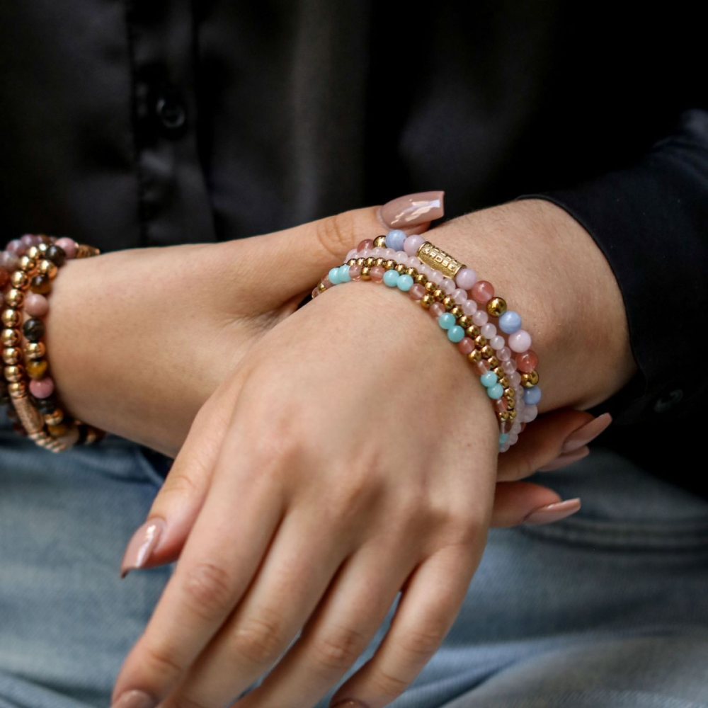 Pink Rose Gold - 4mm - Kralen Armband Dames
