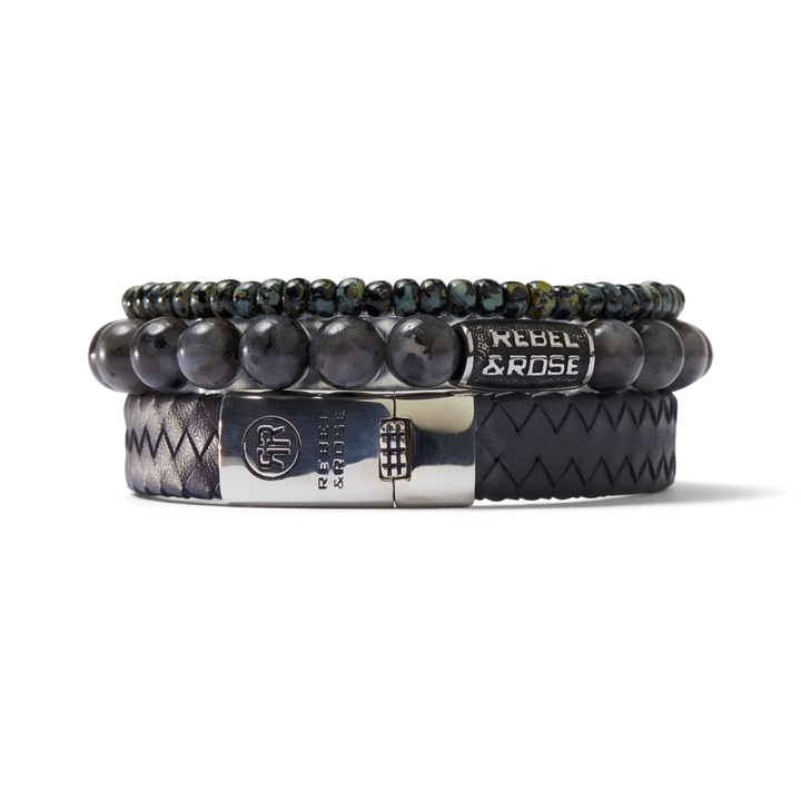 Glass Rocks Black Leopard  - 4mm - Kralen Armband Heren