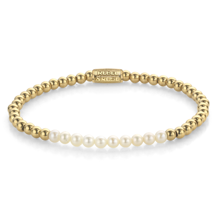 Pearl Gem meets Yellow Gold - 4mm - Kralen Armband Dames