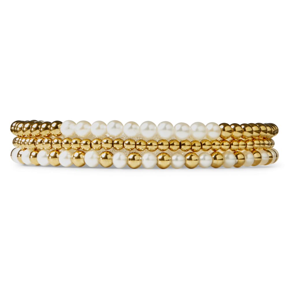 Pearl Gem meets Yellow Gold - 4mm - Kralen Armband Dames