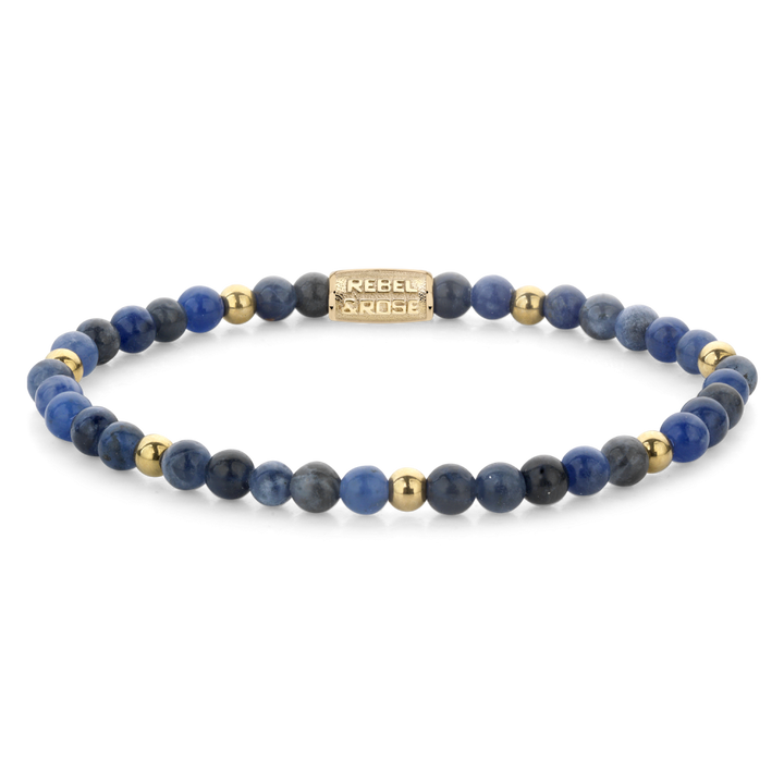 Midnight  Blue - 18 ct yellow gold ionplated - 4mm - Kralen Armband Dames