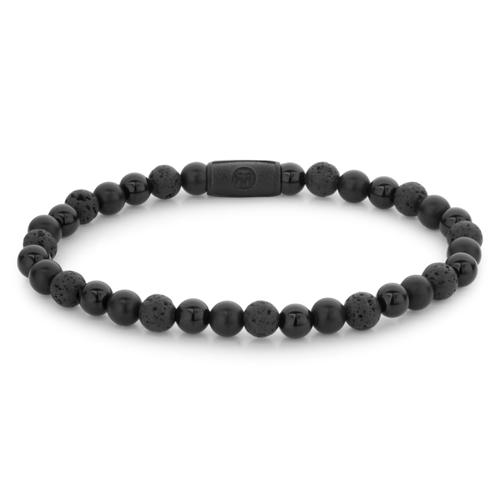 Black Rocks - All-Black - 6mm - Heren Kralen Armband