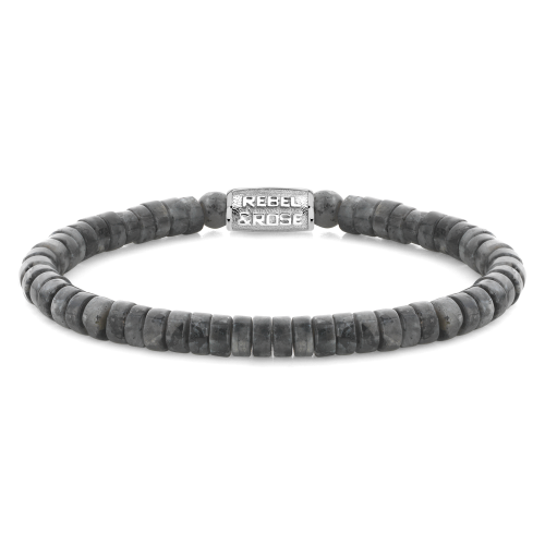 De Slices - Grey Seduction - 6mm heren kralen armband van Rebel & Rose heeft minimalistische matgrijze kralen en een kenmerkende zilveren sluiting - ideaal voor fans van luxe sieraden.