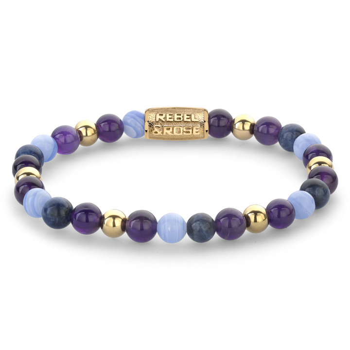 Are Violets Blue? - 18 ct yellow gold ionplated - 6mm - Kralen Armband Dames