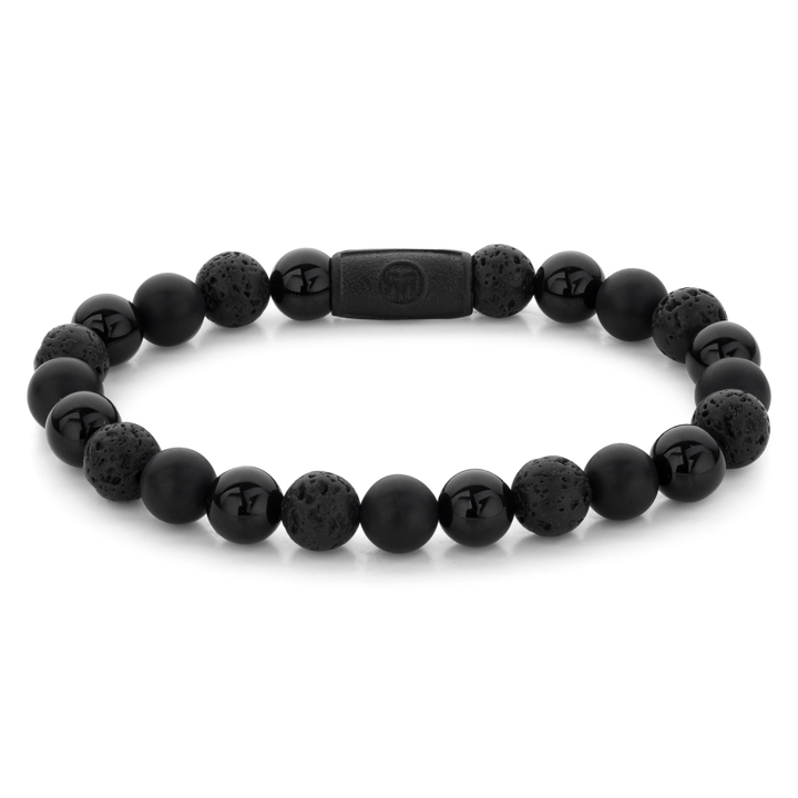 Black Rocks - All-Black - 8mm - Heren Kralen Armband