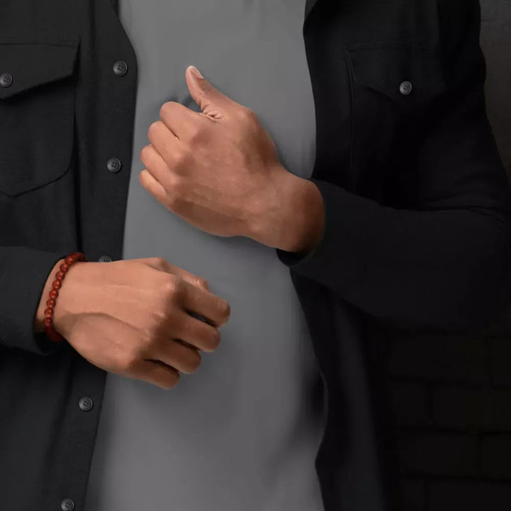 Red Agate Yellowgold - 8mm - Kralen Armband Heren